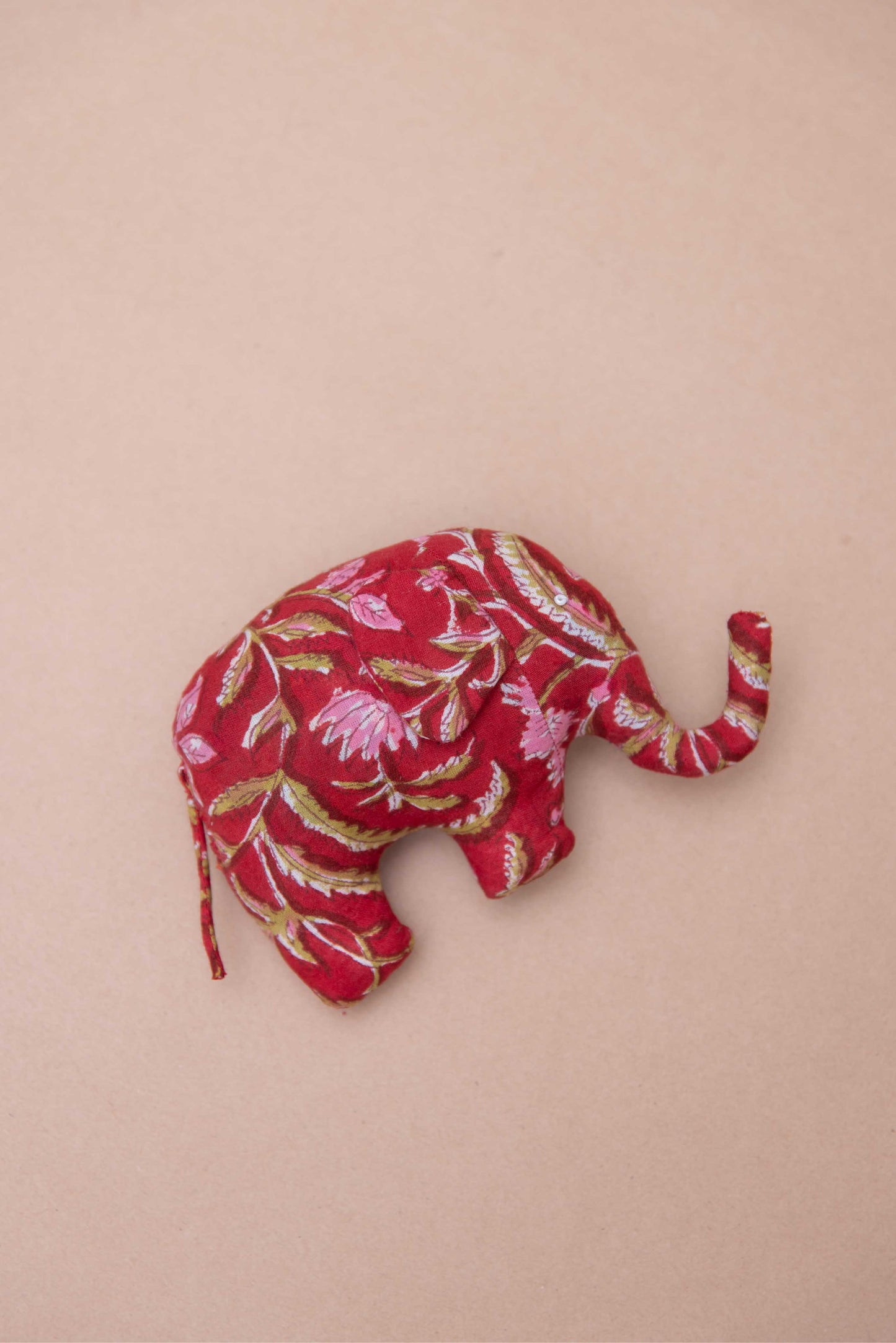 Upcycled Floral Red Elephant