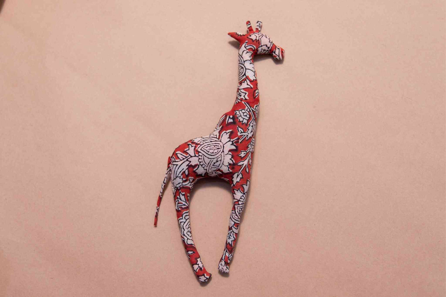 Upcycled Floral Red Giraffe