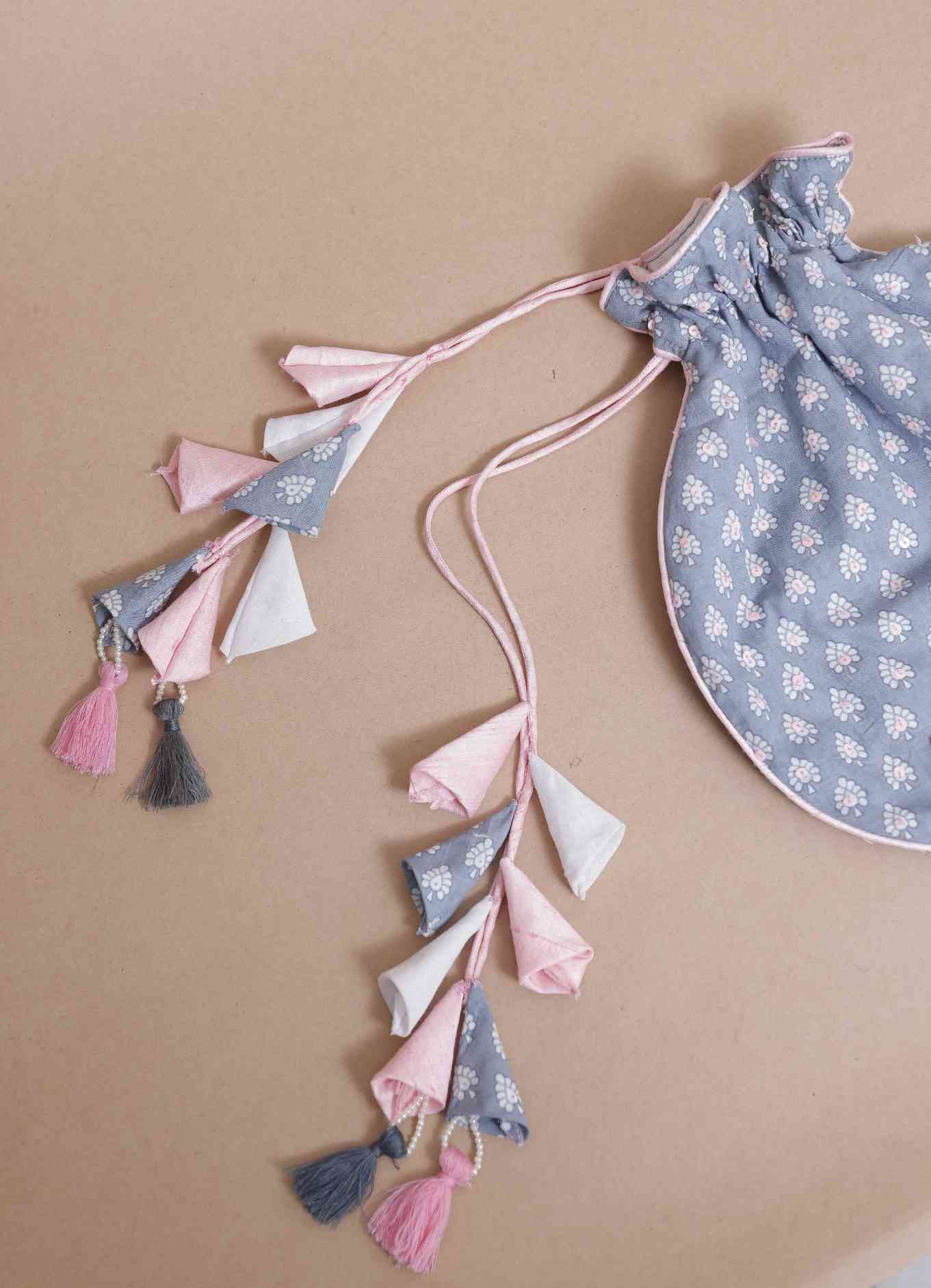 Smoke Pink Embroidered Potli Bag