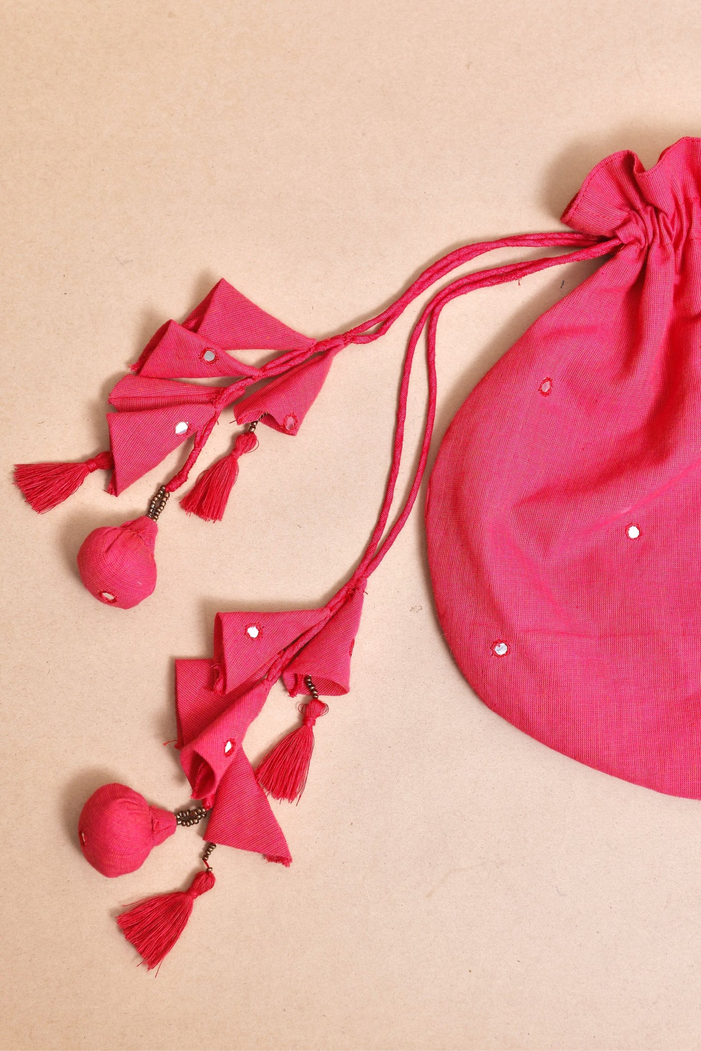 Mirrored Cersie Pink Potli Bag
