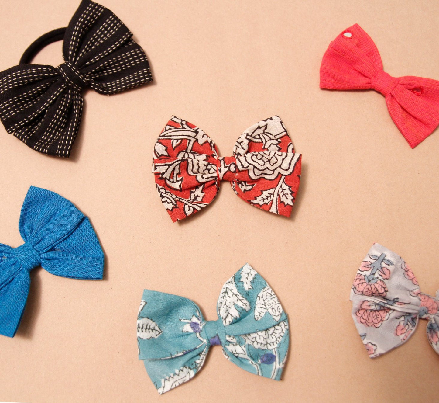 Upcycled Assorted Bows with Rubber Band - Pack of 3