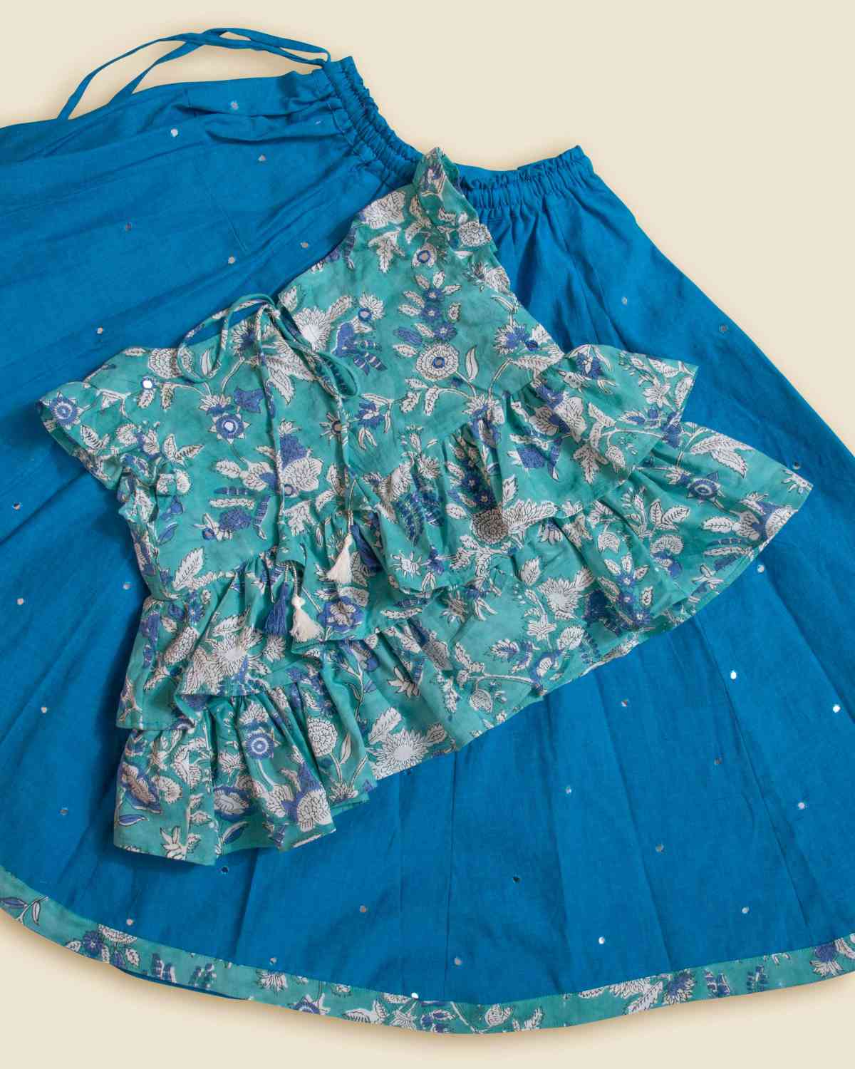 Mirror Work Monsoon Blue Set