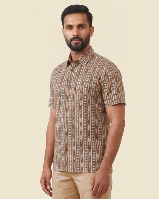 Blue Diamond Hand Block Printed Shirt