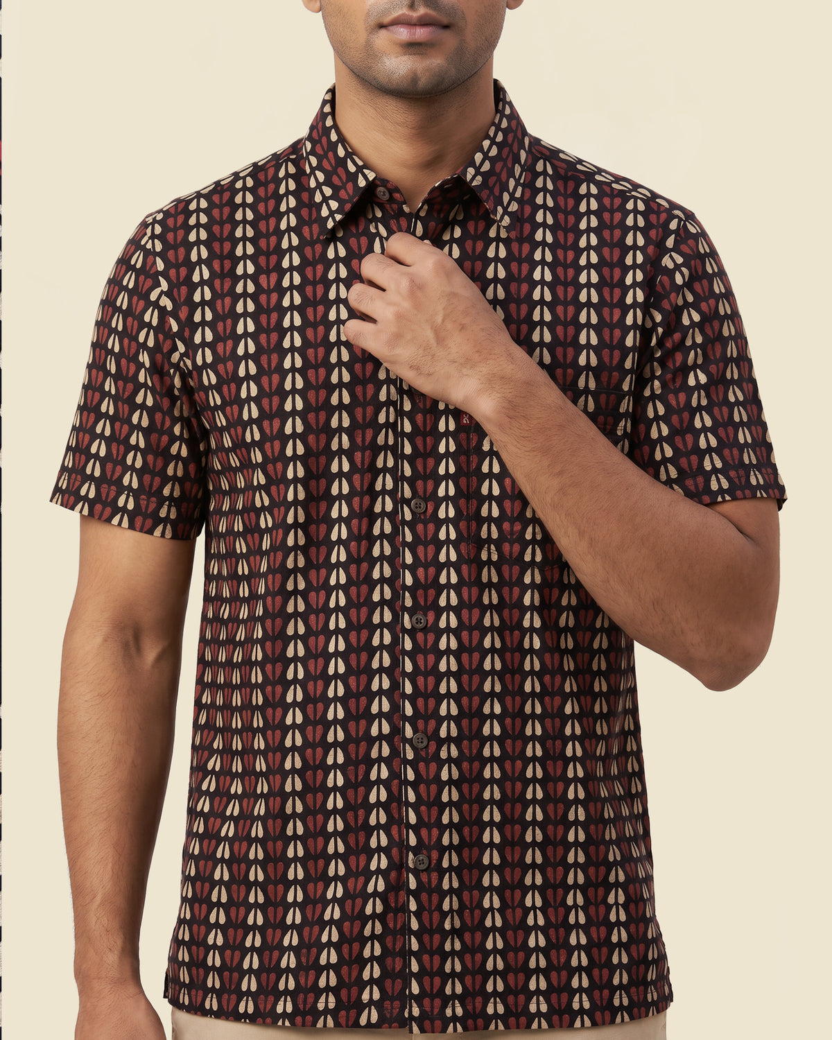Black Heart Ajrakh Block Print Shirt