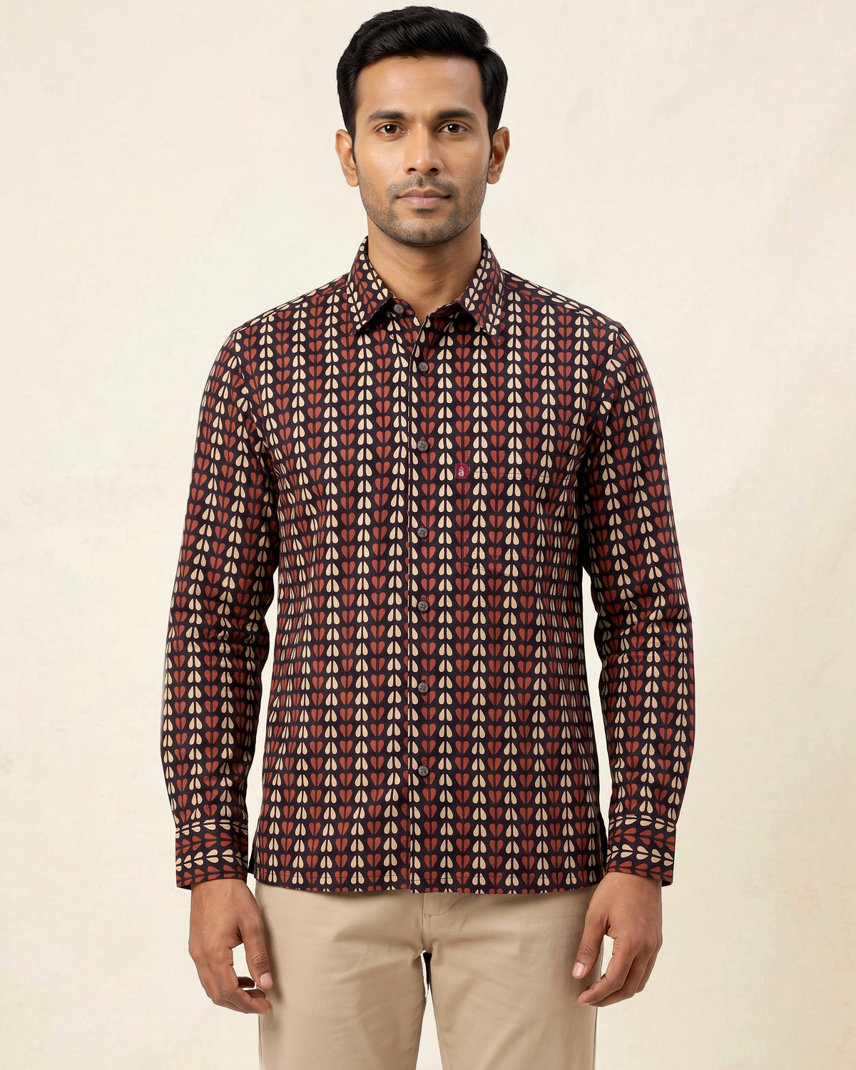 Black Heart Ajrakh Block Print Shirt