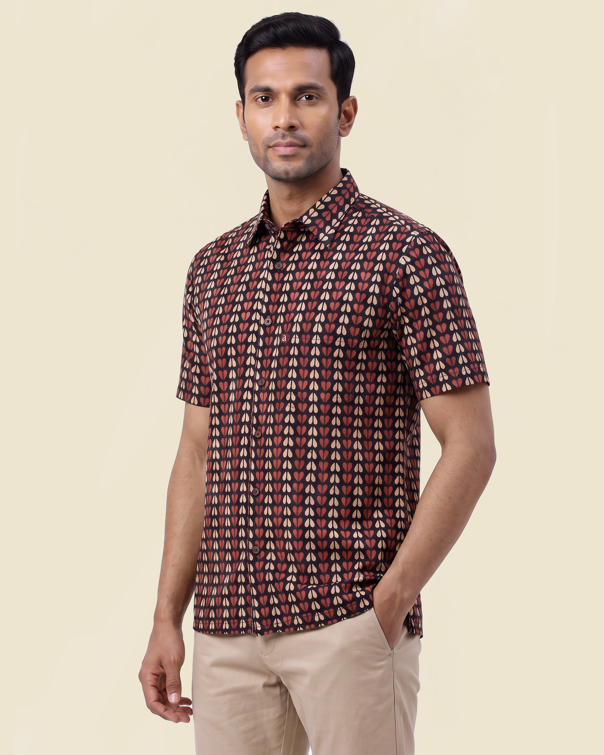 Black Heart Ajrakh Block Print Shirt
