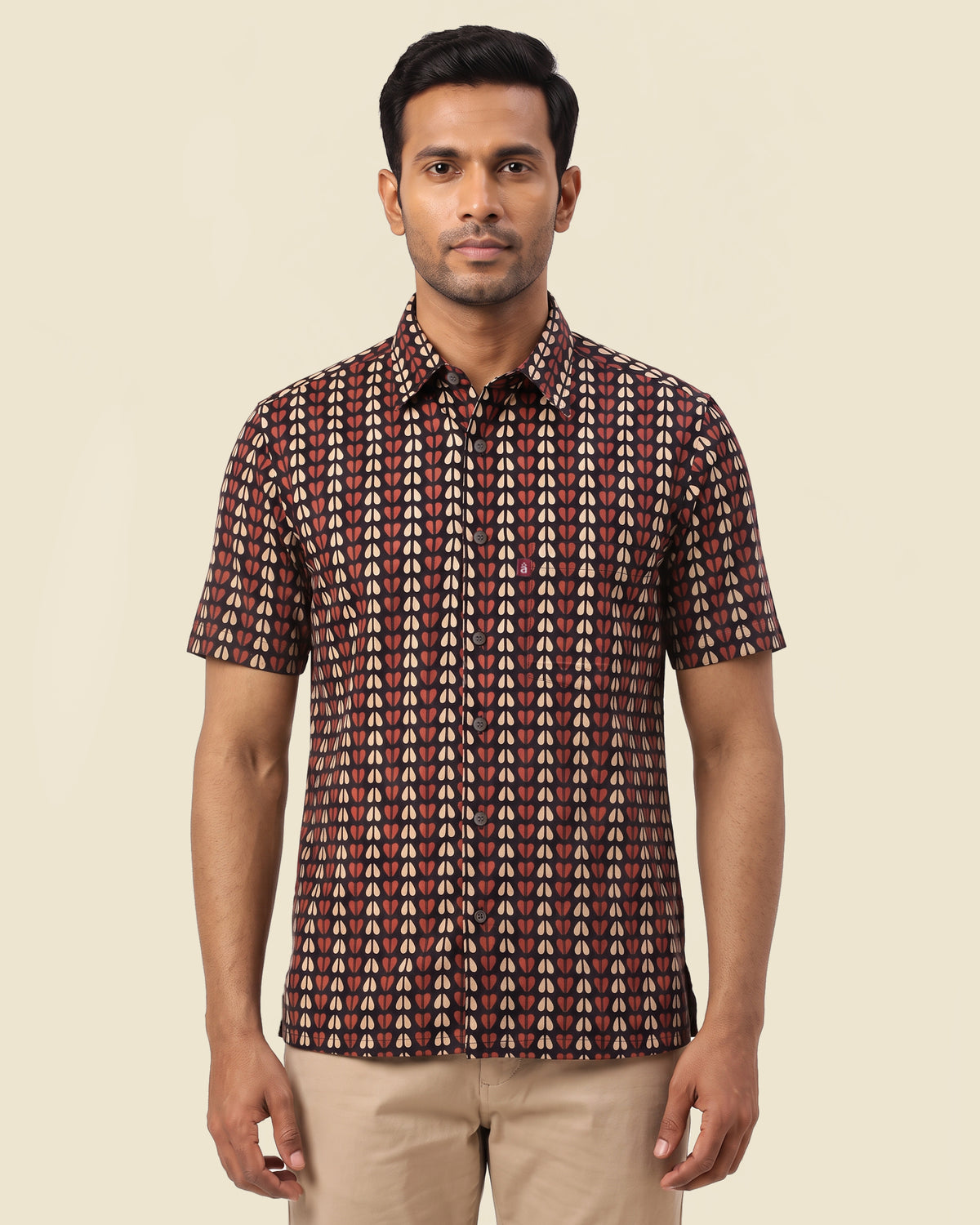 Black Heart Ajrakh Block Print Shirt