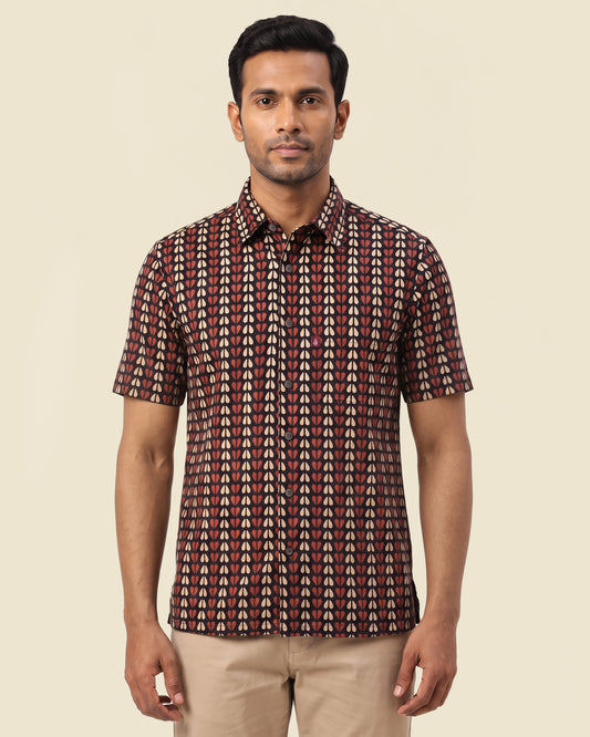Black Heart Ajrakh Block Print Shirt