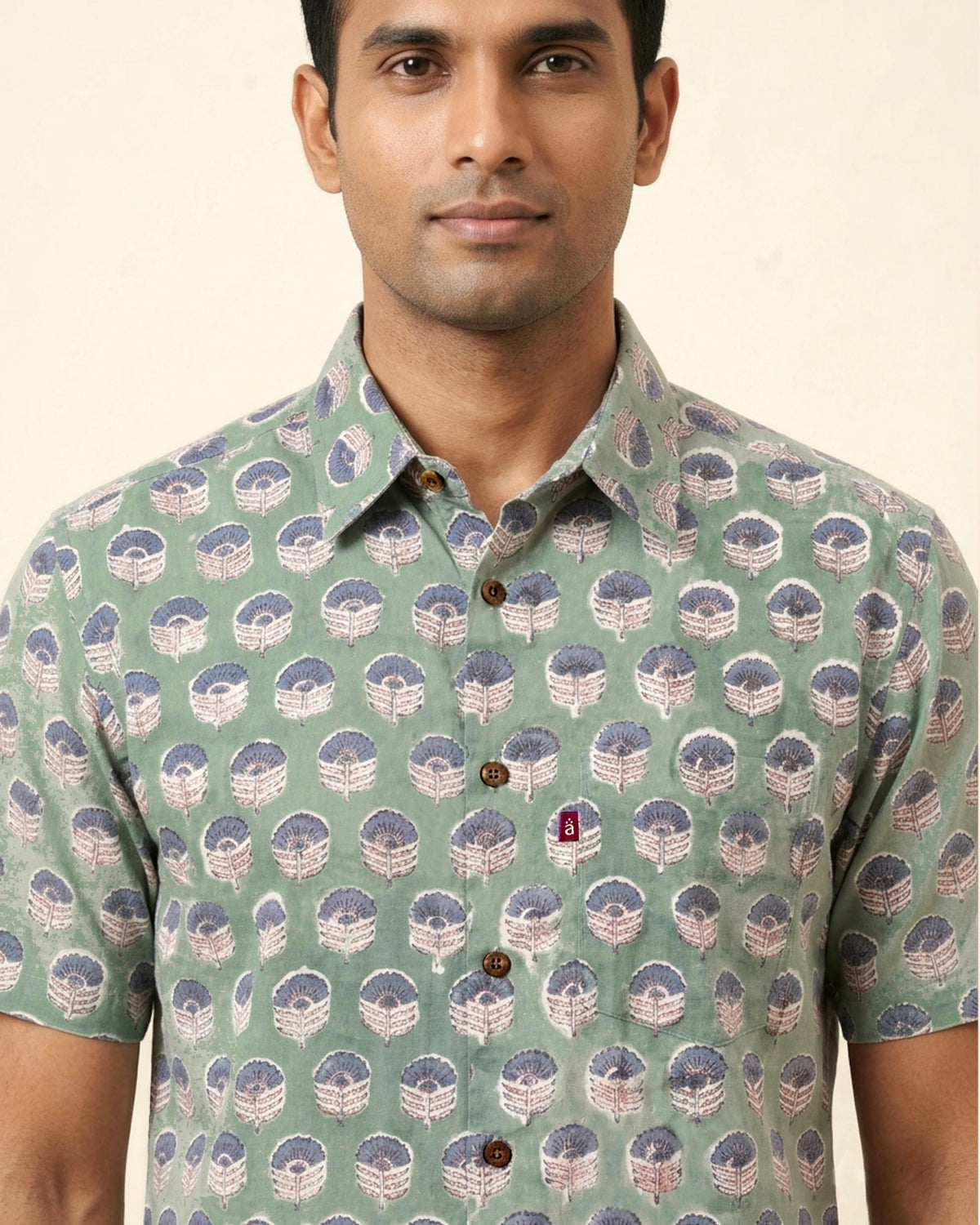 Foral Blue Cement Block Print Shirt