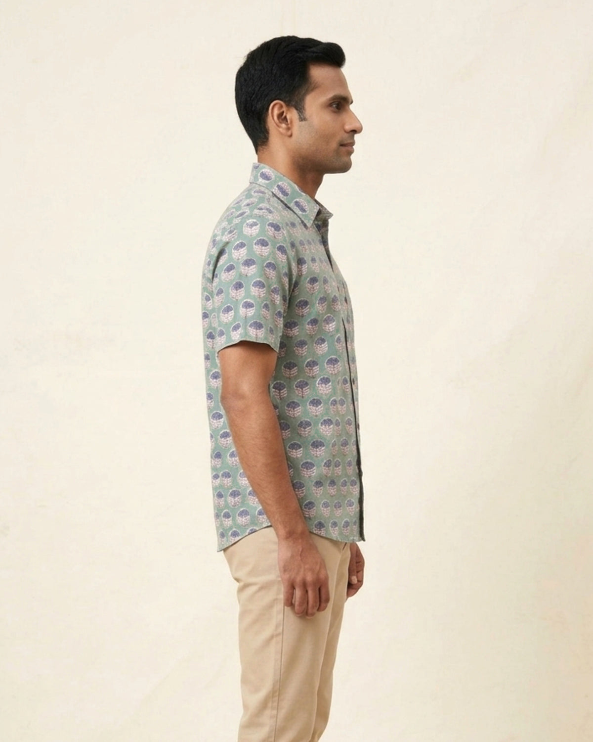 Foral Blue Cement Block Print Shirt