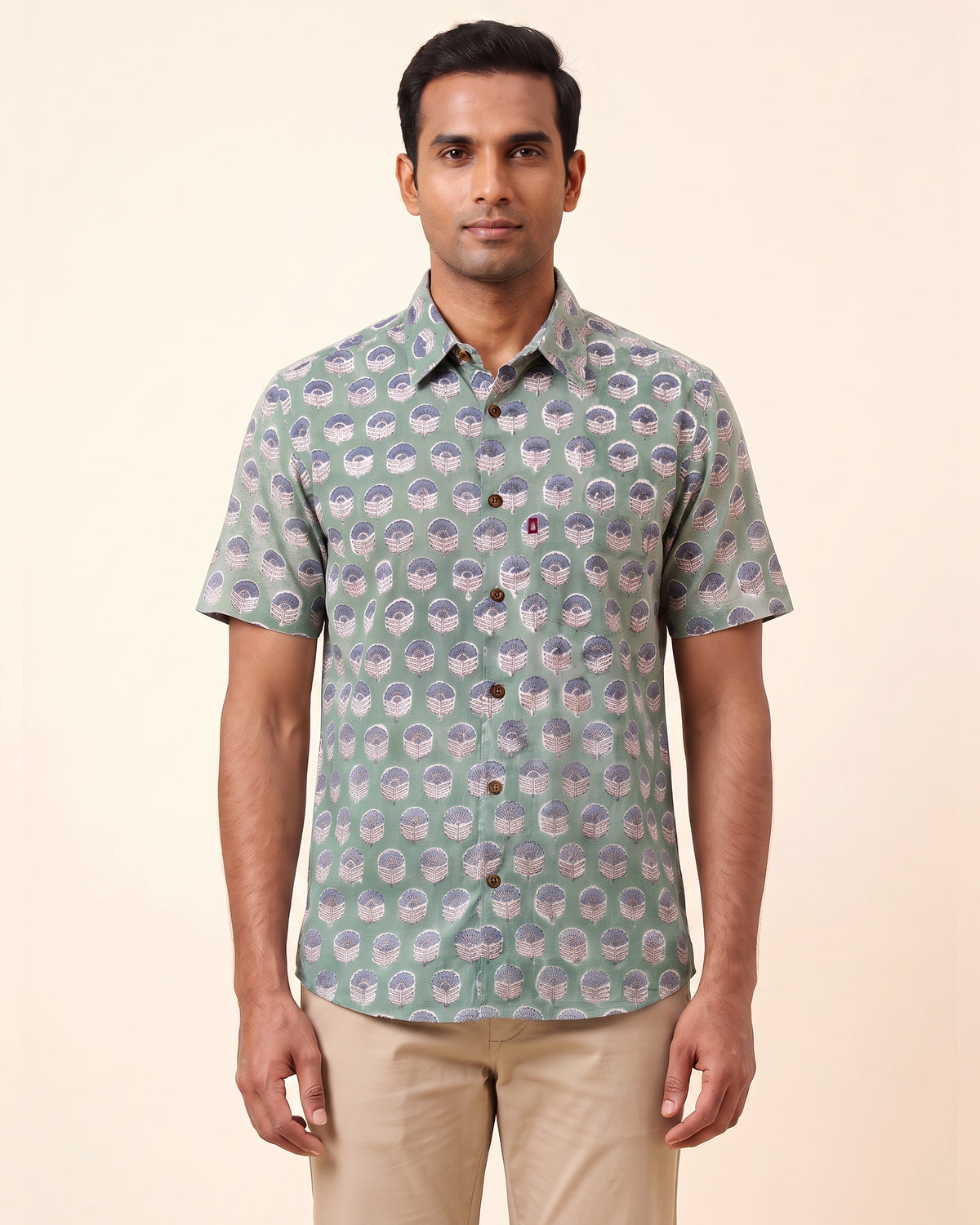 Foral Blue Cement Block Print Shirt