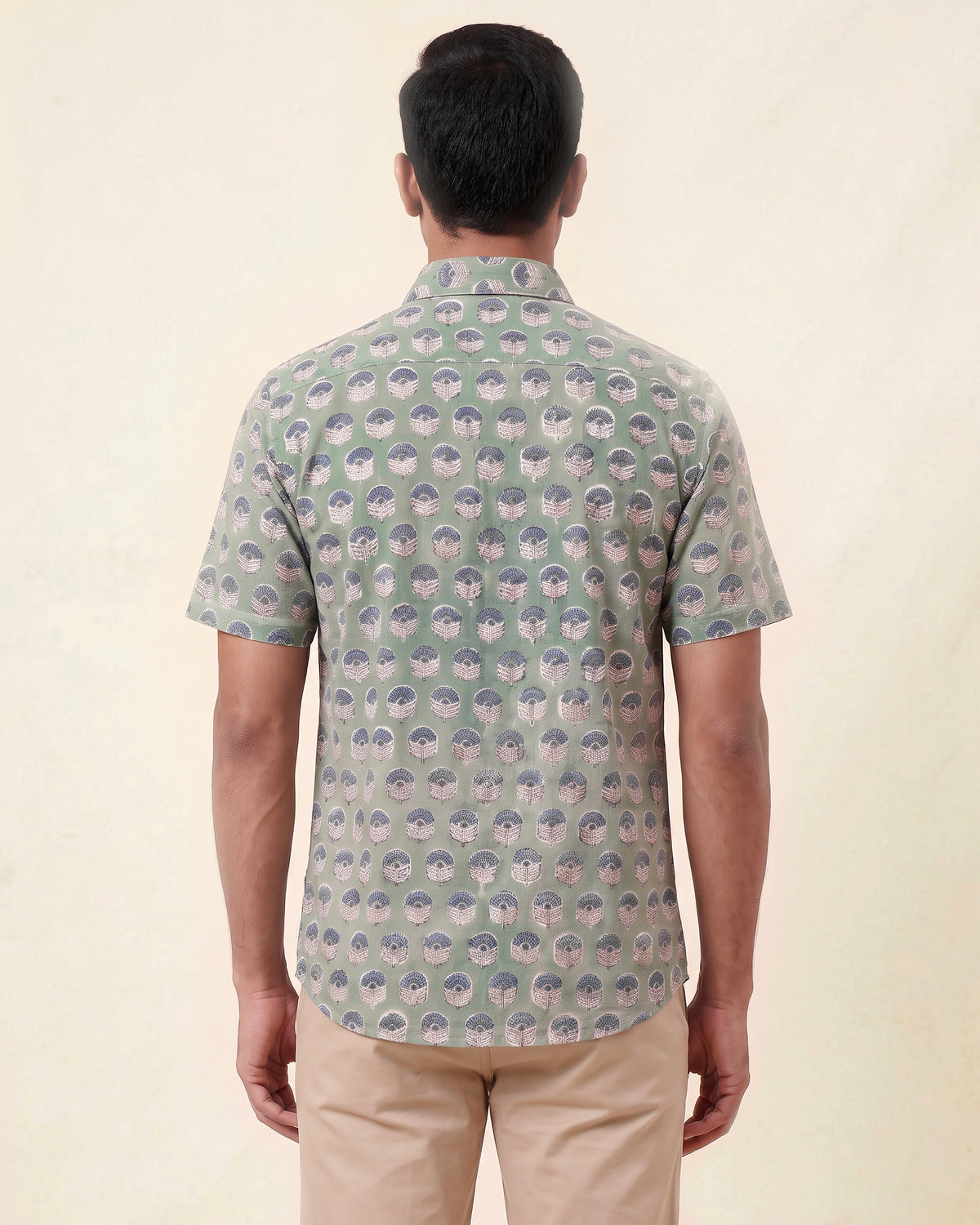 Foral Blue Cement Block Print Shirt