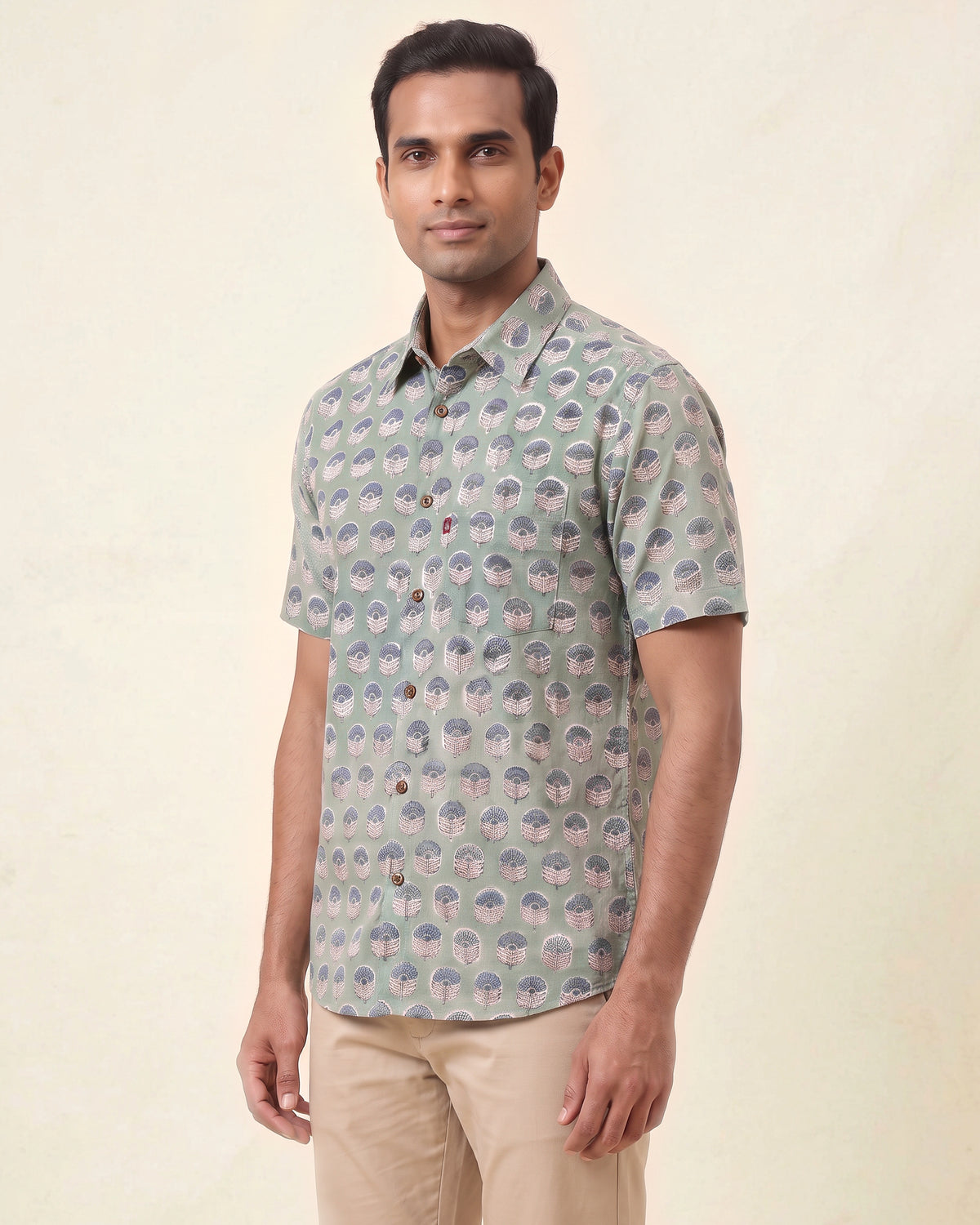 Foral Blue Cement Block Print Shirt