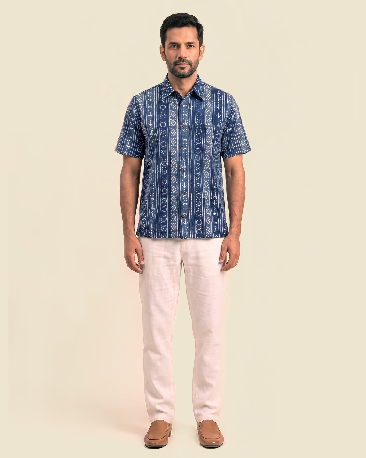 Double Shaded Indigo Block Print Shirt