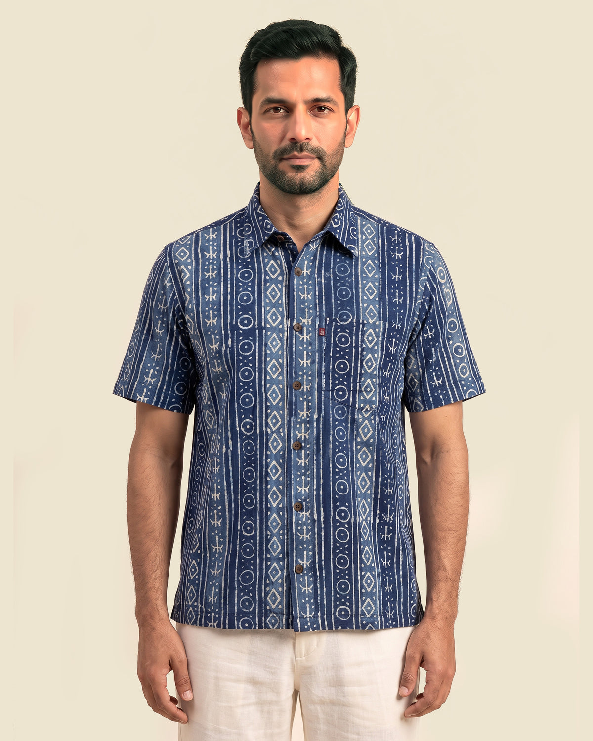 Double Shaded Indigo Block Print Shirt