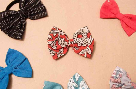 Upcycled Assorted Bows with Rubber Band - Pack of 5