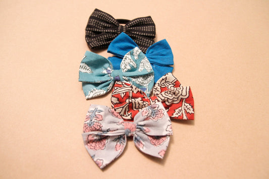 Upcycled Assorted Bows with Clips - Pack of 5