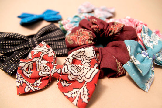 Upcycled Assorted Bows and Scrunchies - Pack of 4